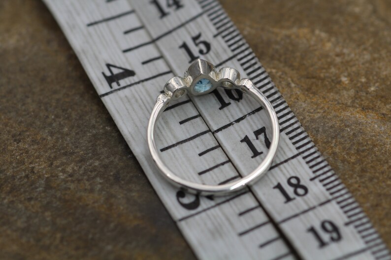 Swiss Blue Topaz Tear Drop Ring Alternative Ring Swiss Blue Topaz and Diamond Multi Bezel Engagement Ring Swiss Blue Topaz Pear Ring