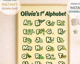 1st Alphabet Poster, Personalized Kids Alphabet Wall Art (Digital Download)