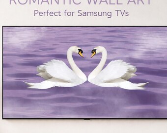 Two Swans in the Mist | Romantic Digital Wall Art | Samsung Frame TV Art 4K | 16:9