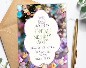 Editable Floralful Birthday Invitation – Canva Template