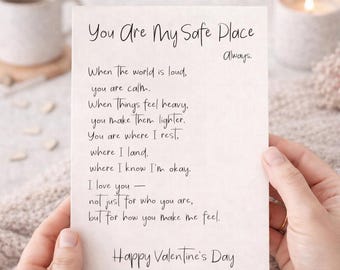 Husband Valentine Card – “You Are My Safe Place” (Printable)