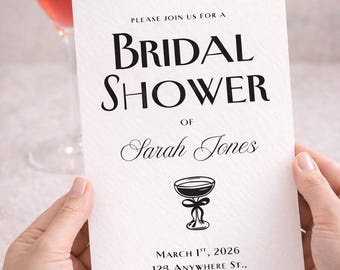 Modern Bridal Shower Invitation, Editable Digital Download