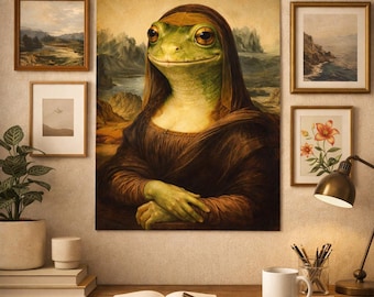 Frog Mona Lisa Poster – Whimsical Wall Art (18 x 24), Printable Digital Download