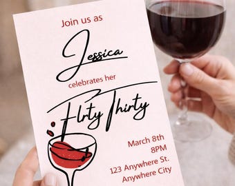 Flirty Thirty Birthday Invitation – Printable Digital Download