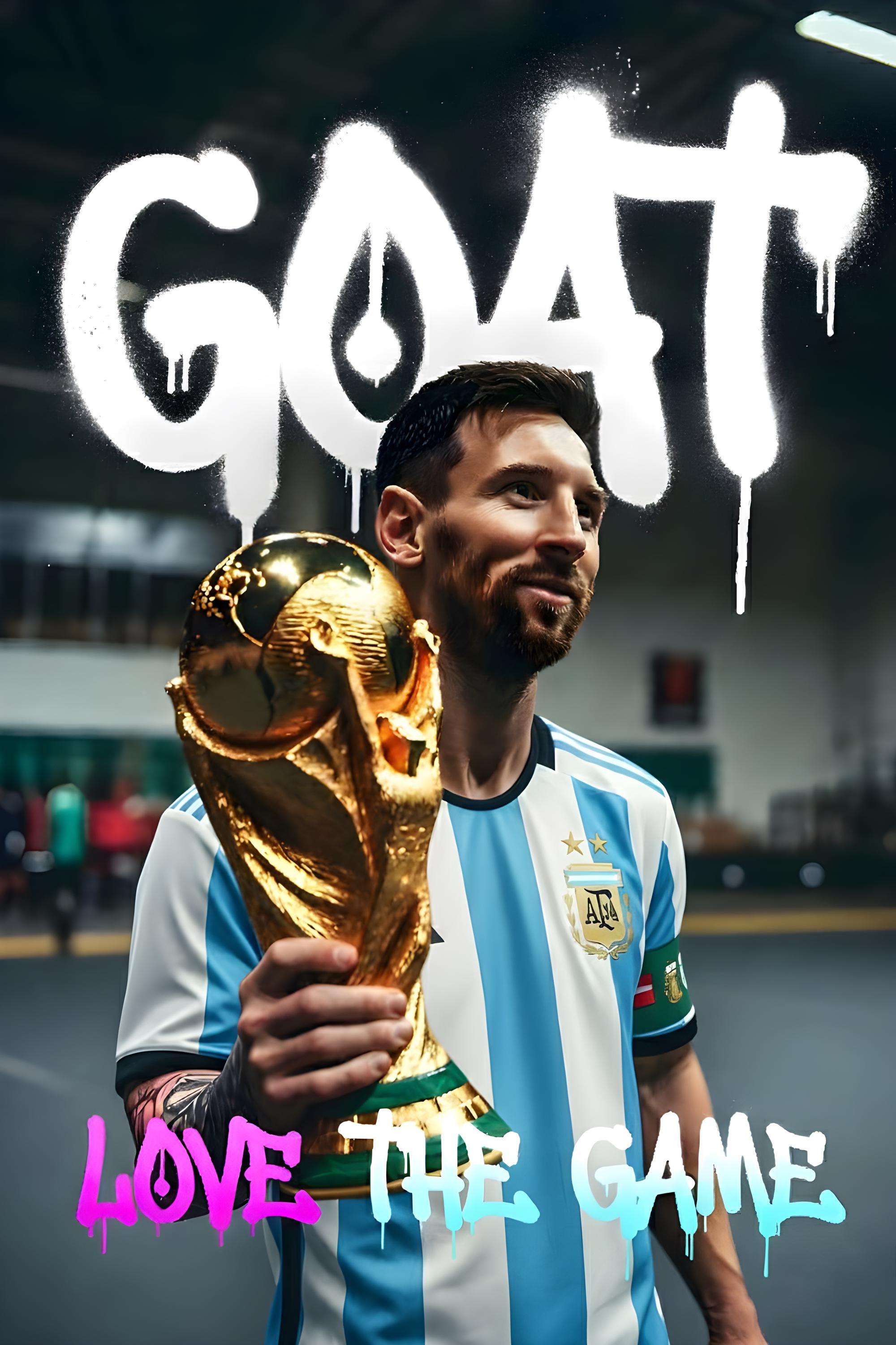 Lionel Messi GOAT Digital Print – Soccer Legend Wall Art | Instant ...