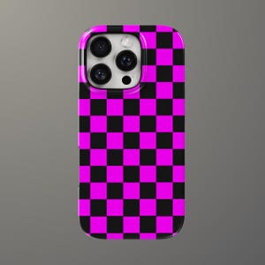 Missing Texture, Hot Pink Checkered, Gift for gamers, iPhone 17 16 15 14 13 12 11 X and Samsung S26 S25 S25 S24 S23 S22 S21 Magsafe