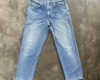 Pantalón vaquero vintage japonés de mezclilla desteñida, talla W31