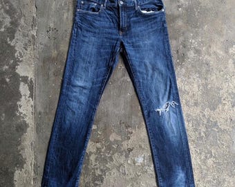 Vintage Japanese  Distressed Faded Denim Jeans Pants W35