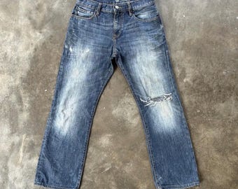 Vintage Japanse versleten denim vervaagde jeansbroek W31