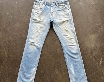 Vintage Back Numbers Lightwash Faded Distressed Denim Jean W32