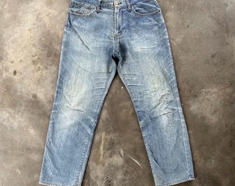 W32 Vintage Japanische Distressed Faded Denim Jean Hose