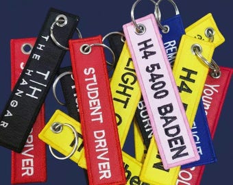 Anpassad broderad nyckelring, personlig dubbelsidig nyckelbricka, logotypbroderi