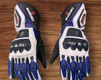 Suzuki GSX-R Blå Läderhandskar för Motorcykel: Modern Suzuki-design