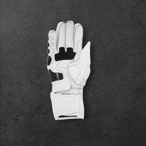 May include: White motorcycle gloves with black detailing. The gloves display the brand name "DAINESE" in black lettering on the knuckles and wrist. The gloves are made of leather and have protective padding for safety.