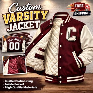 Varsity Jacke nach Maß: Wollkörper, Kunstleder Ärmel, Gestepptes Futter, Streetwear Fashion
