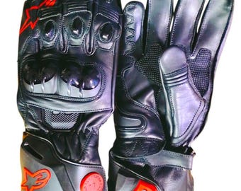 Alpinestars lädermotorcykelhandskar – handskar med hårda knogskydd