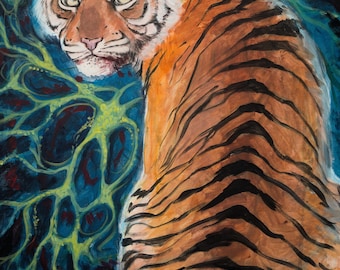el tigre- art print from original acrylic painting depicting a tiger