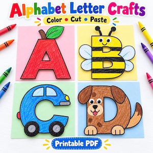 A-Z Cut and Paste Alphabet Craft | Preschool Letters, Scissor Skills, Preschool Workbook, Printable PDF Worksheet