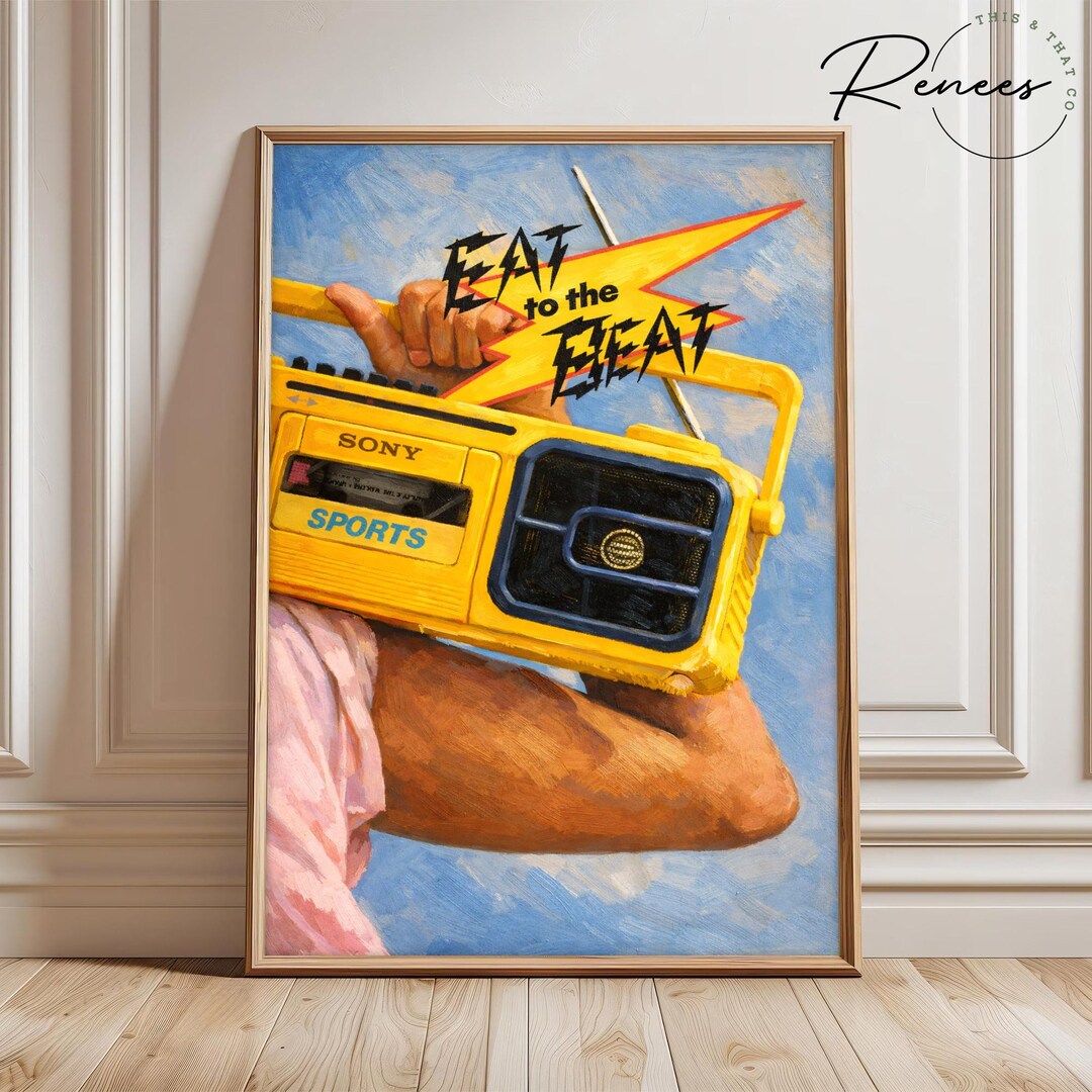Retro Boombox Art Print, 80s Music Poster, Eat to the Beat Wall Art ...
