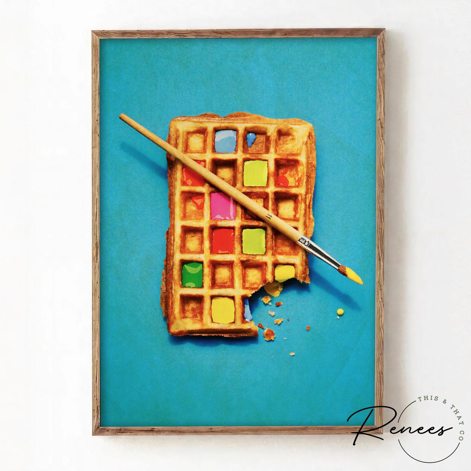 Whimsy Waffle Surreal Waffle Art Print, Colorful Paint Palette Waffle Illustration ...