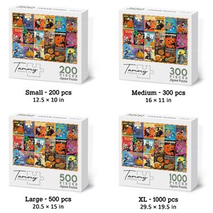 Rompecabezas vintage de Halloween, rompecabezas con portada de libro de Halloween, rompecabezas de calabaza espeluznante, collage retro de Halloween, regalo de Halloween para adultos imagen 6