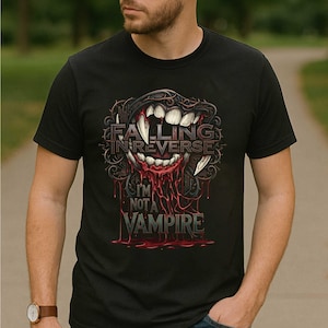 Vintage Falling In Reverse T-shirt Ronnie Radke Im Not A Vampire Metalcore Merch Popular Monster Rocker Clothing Retro Band Tee Unisex