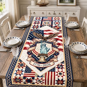 America 250 Table Runner, 1776-2026 Patriotic Decor Runner, USA Semiquincentennial Decor, Fourth of July Table Decor, American Flag Table