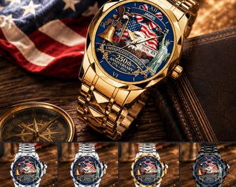 Reloj personalizado del 250 aniversario de Estados Unidos, reloj con águila patriótica, regalo del Día de la Independencia de EE. UU., reloj 1776-2026, águila de EE. UU. y campana de la libertad