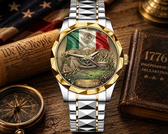 Personalized Mexico Soccer Watch, Custom Mexican Flag Watch for Men, Football Fan Gift, Mexico Pride Wrist Watch, Mexican Pride Gift for Him