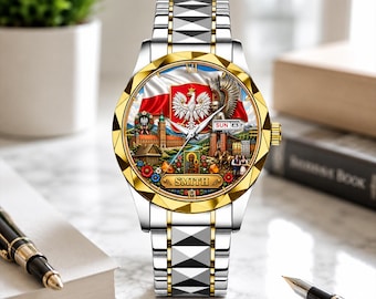 Personalized Poland Heritage Watch, Custom Polish Flag Watch, Polish Eagle Gift for Men, Poland Pride Timepiece, Poland Flag Watch Gift