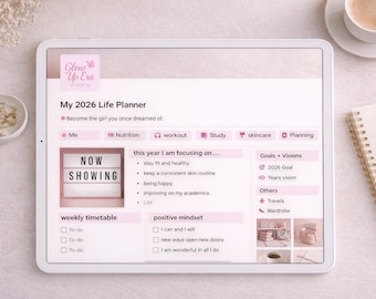 Glow Up Life Planner Notion Template: Self-Care, Habit Tracker (Digital)