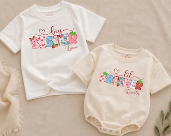 Camiseta para anunciar el embarazo (para hermanos/as), conjunto de fresas para hermanos/as