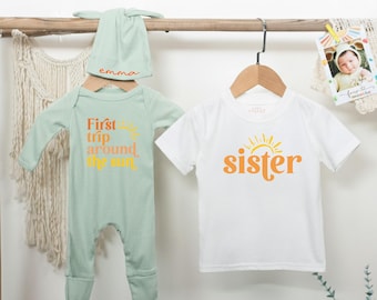 Conjuntos para la primera vuelta al sol, ropa para bebé niña, conjunto para hermana pequeña, regalo para hermana, conjunto para hermana mayor, conjunto para volver a casa