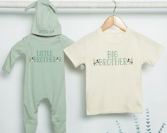 Camisetas a juego para hermano mayor y hermano menor, conjunto de patito para bebés, regalo personalizado para anunciar la llegada de un niño.