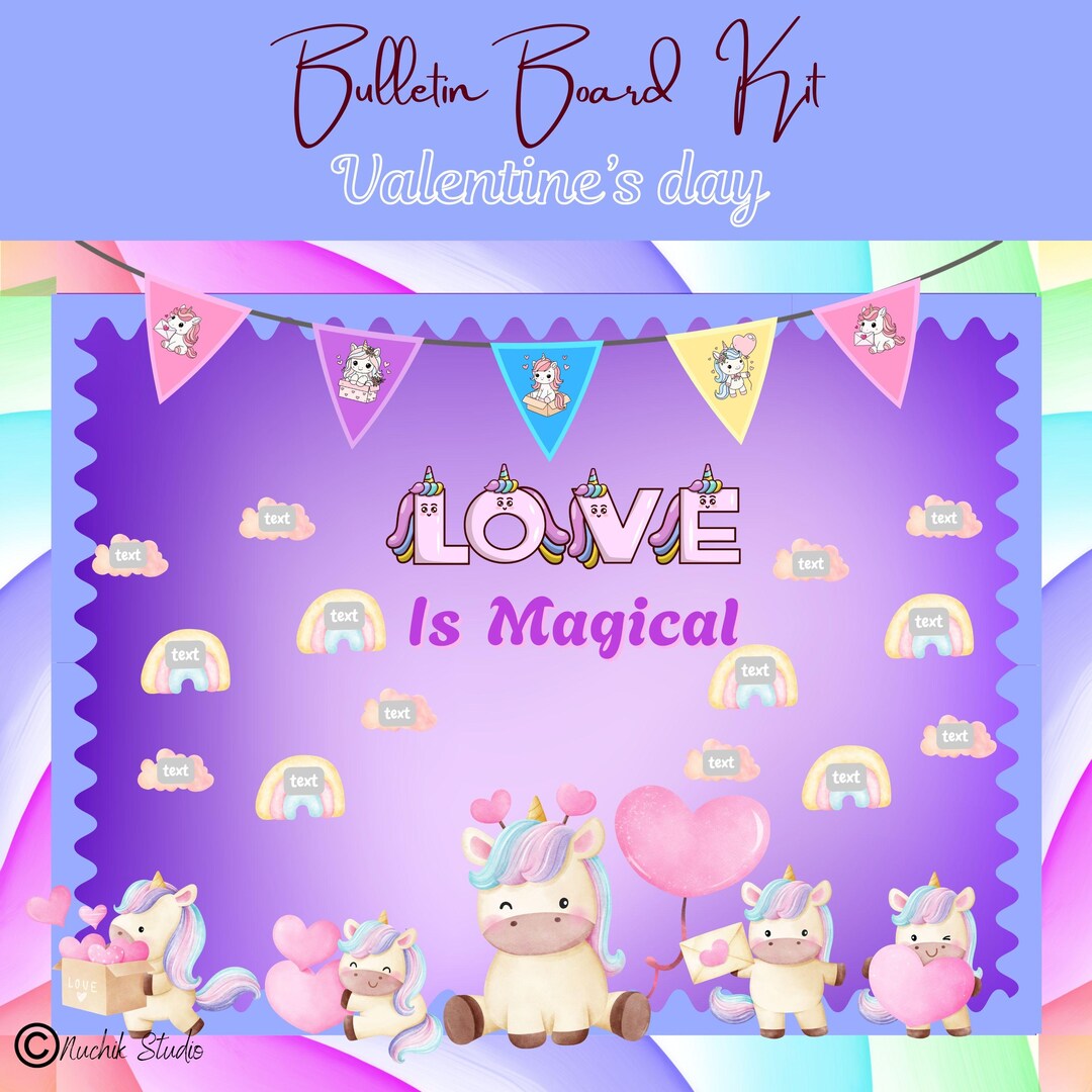 Valentine’s Day Bulletin Board Kit | Pastel Magical Classroom Decor ...