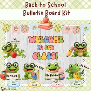Zurück zu SchulBulletin Board Kit, Frosch Klassenzimmer Dekor, bearbeitbar druckbar