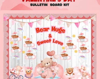 Valentine Classroom Bulletin Board | Cute Bear Valentine Decor | Printable School Display
