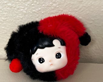 POP MART Hacipupu Plush Pendant Keychain Red Black Jester Clown Face Bag Charm Collectible