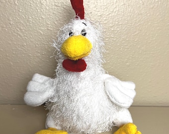 Webkinz Lil’ Kinz Chicken Plush HS205 Ganz White Rooster Stuffed Animal 8” Toy