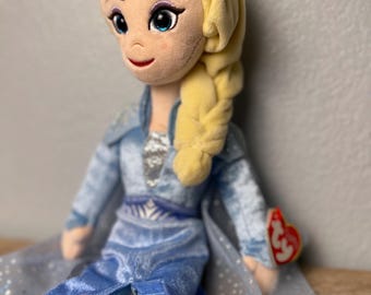 Disney Frozen 2 Elsa Ty Beanie Buddies Plush Sparkle Hang Tag Stuffed Doll