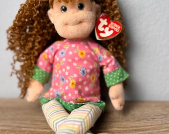 Vintage Ty Beanie Boppers Huggable Holly Plush Rag Doll 2001 Curly Hair