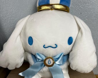 Sanrio Cinnamoroll Royal Plush Crown Cloak Blue Bow Prince Doll 11” Kawaii Collectible