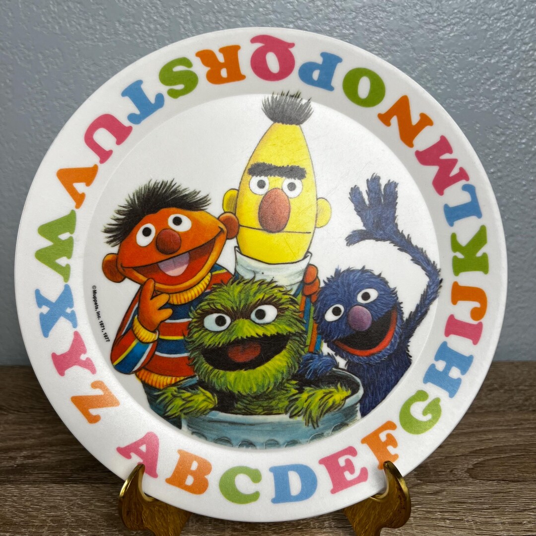 Grover Abc Vintage Sesame Street Alphabet Plate Ernie Bert Oscar Grover ABC ...