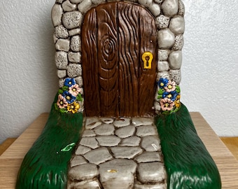 Vintage 1980 Fairy Garden Door Alberts Molds Heavy Stone Cottage Entry Decor