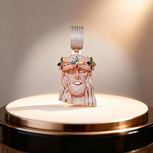 Jesus Piece Halsband – Kubisk Zirkonia Hiphop-hänge, Religiösa Smycken, Färgglada Stenar, Guld Roséguld Silver, Gåva För Män & Kvinnor