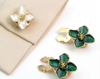 Bloem trui clip, vest clipsluiting, vintage bloemen trui bewaker, elegante sjaal clip sieraden, gouden kledingclip voor vrouwen