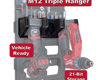 M12 Tool Hanger | Vehicle Ready | Holds 3 Tools + 21 Bits | Packout Compatible
