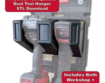 Packout Compatible Dual Tool Hanger STL | M18 & DeWalt 20V | Digital Download