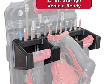 Vehicle Ready M18 Tool Holder | Holds 3 Tools + 23 Bits | Packout Compatible | Gift for Dad