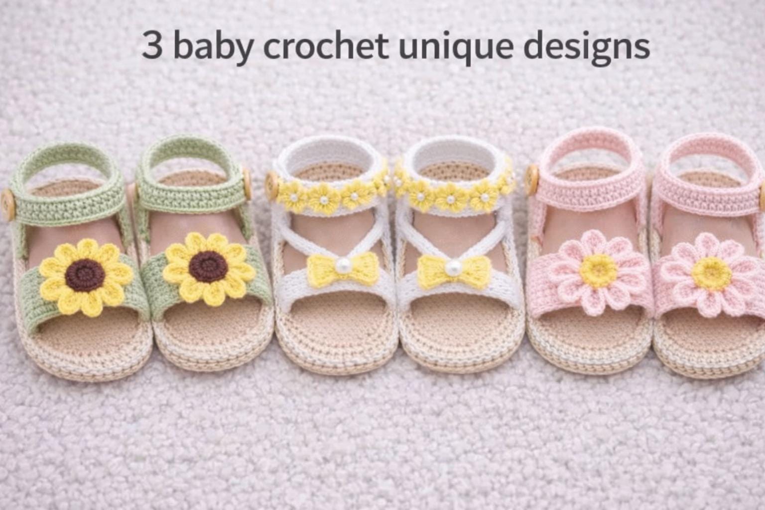 40 Baby Sandal Crochet Patterns for Sweet Summer Shoes, Gifts, and Keepsake Photos 1 Crochet Baby Sandals Pattern 3 Unique Designs